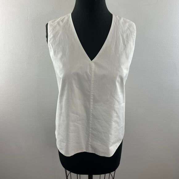 MAXMARA WEEKEND White Cotton Sleeveless V-Neckline Pullover Blouse Top Size S - Picture 2 of 9